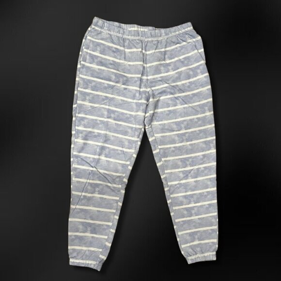 Cuddl Duds Jogger Pants Cotton Lightweight Stretchable Striped Blue White W US M - Picture 1 of 5